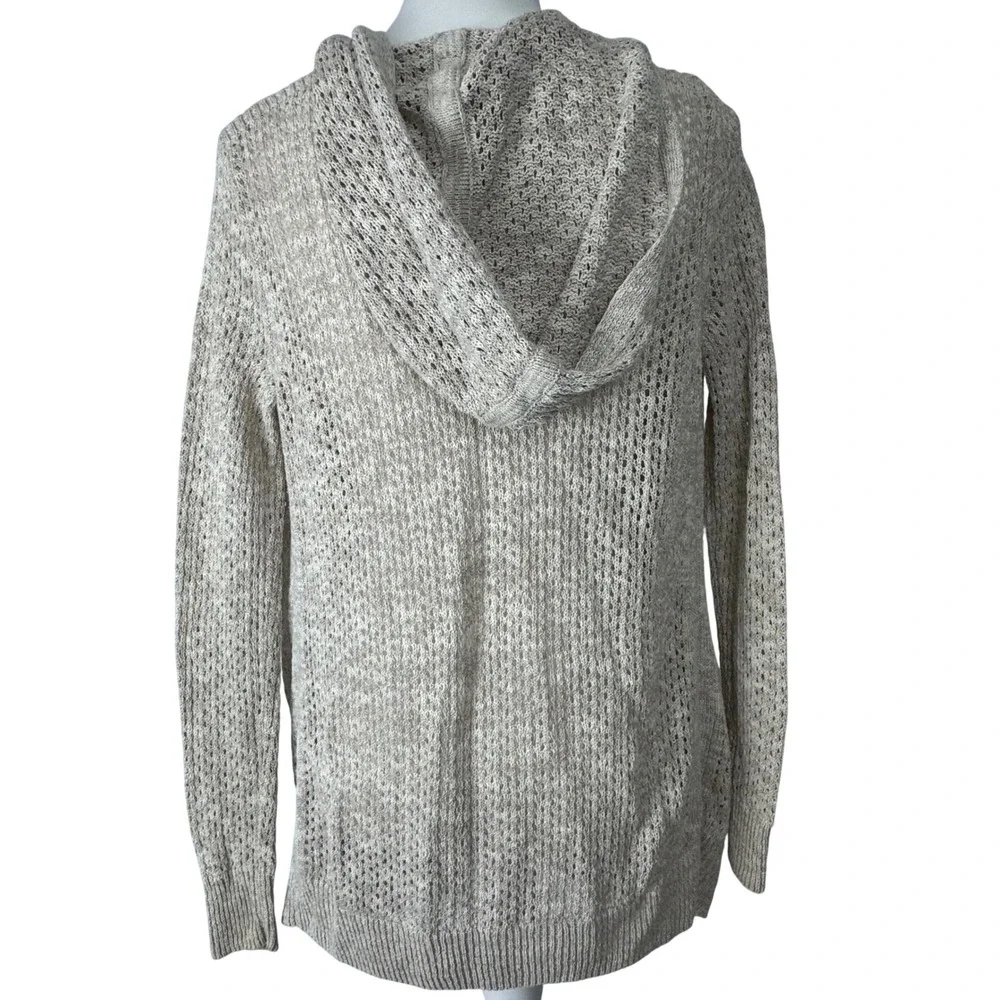 Sigrid Olsen Women Open Knit‎ Hooded Cardigan Coastal Sweater Beach Preppy Sz M